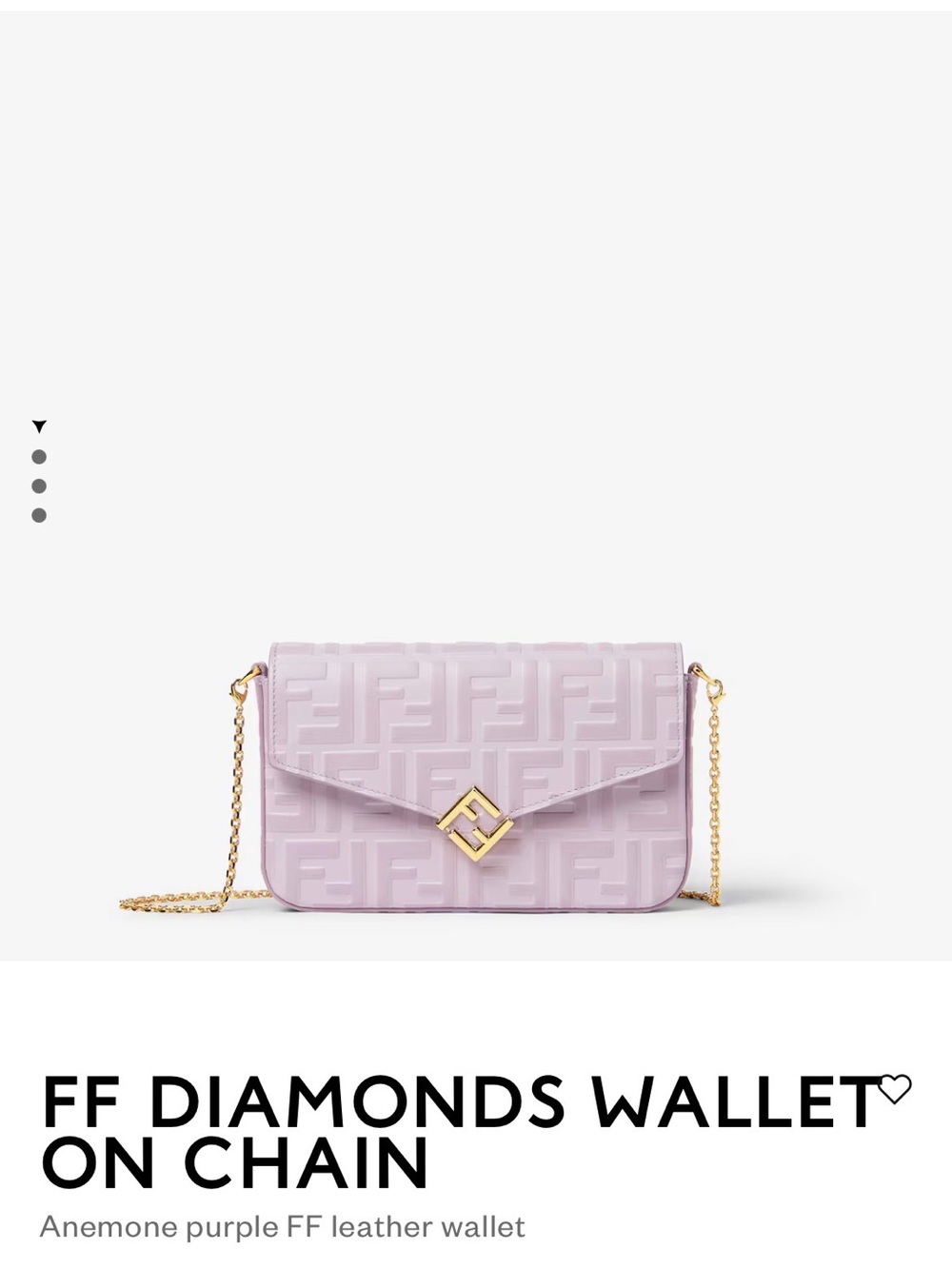 Fendi Lilac Embossed FF Leather Clutch with Gold Chain